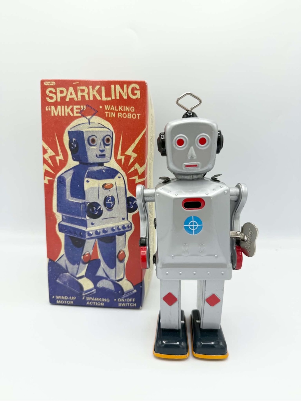 Schylling - Sparkling Mike - Sheet Metal Mechanical Robot (Walker)
